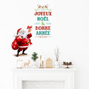 Sticker Noël père noël joyeux noël et bonne année