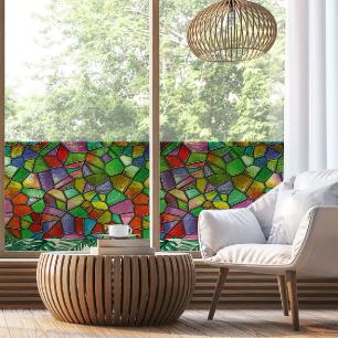 Verdunklungs- und Sichtschutzaufkleber für Fenster 100 x 40 cm mehrfarbiges Buntglas