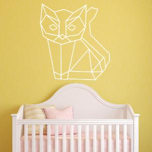 Wall decal origami cat with big eyes