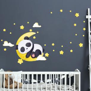 Wall decal dreamy panda + 70 stars