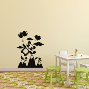 Wall decal panda flying over mountains