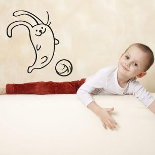 Wall decal Little rabbit playing football