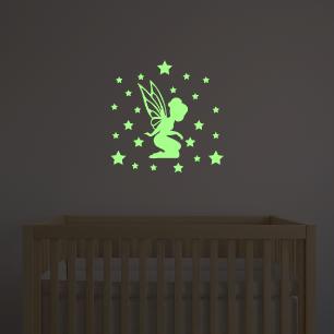 Sticker phosphorescent Fée avec les petites étoiles