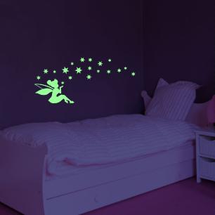 Wall decal Glow in the dark Fairy sharing stars