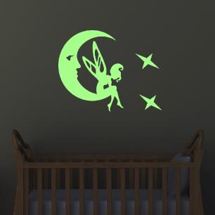 Wall decal fairy on the moon