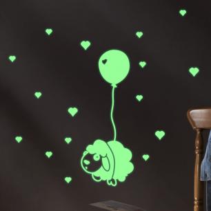 Wall decal Glow in the dark Sheep floating with hearts