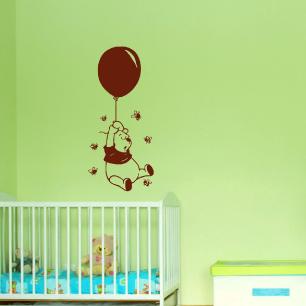 Wall decal Pooh, balloon, parachute, bees