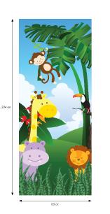 Sticker porte 204 x 83 cm - Animaux de la jungle