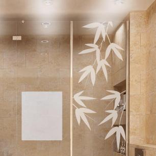 Sticker porte de douche Feuilles de bambou