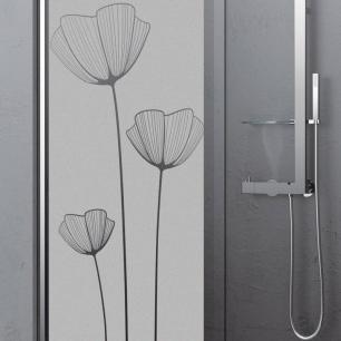 Shower door wall decal Flowers of poppy