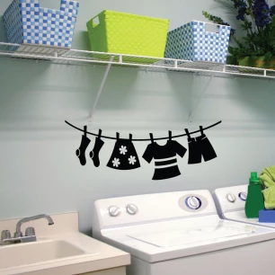 Wall decal door hanging laundry