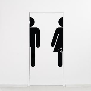Sticker porte toilettes hommes -  femmes