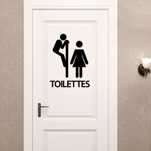 Sticker porte toilettes Messieurs et dames