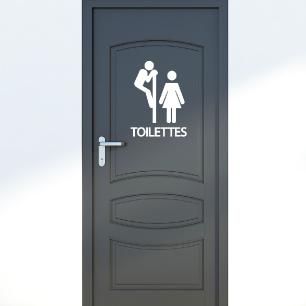 Sticker porte toilettes Messieurs et dames