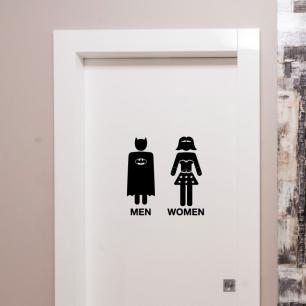 Sticker porte toilettes Super héro Men - Super Women