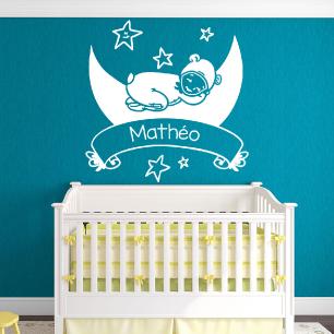 Wall decal baby and the moon customizable names