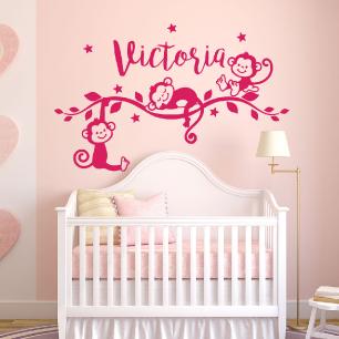 Personalized sticker with monkeys Wall decal