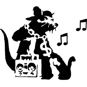 Wall decal rat with radio