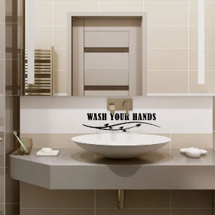 Sticker Salle de bain  citation wash your hands