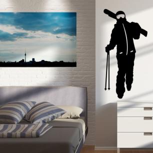 Wall decal skier silhouette