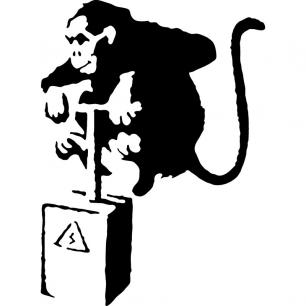 Muursticker aap ontsteken van een bom