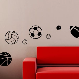 Wall decal set of sport balls