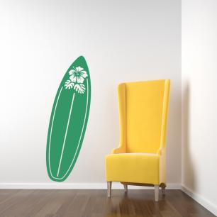 Sticker surf planche avec une fleur