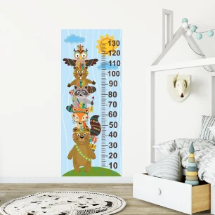Wall decal child height indian animals