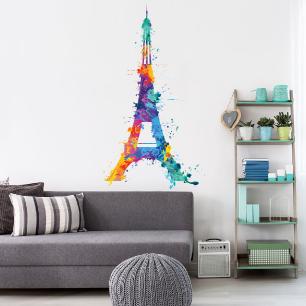 Wandtattoo Eiffelturm design Aquarell