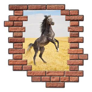 Wall decal Landscape Horse in brick frame