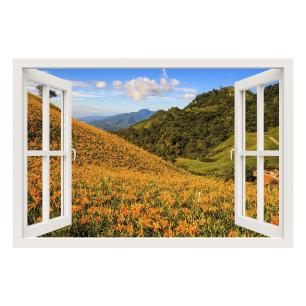 Wall decal Landscape Hills with lilies