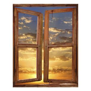 Wall decal Landscape Sunset in vertical wood frame