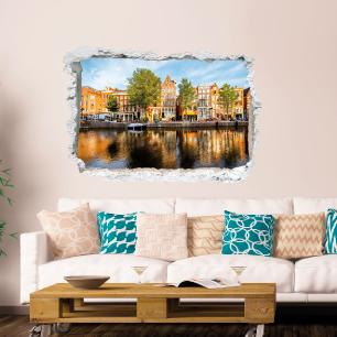 Adesivo Panorama il canale dell'acqua ad Amsterdam