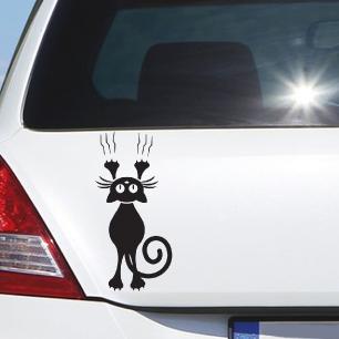 Sticker voiture chat glissant