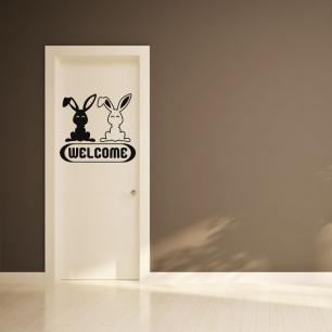 Wall decal welcome bunny