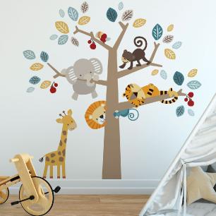 Jungle animals in the woods stickers