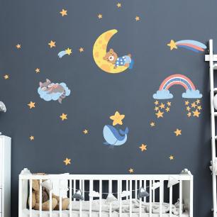 Wall decals animals and shooting stars