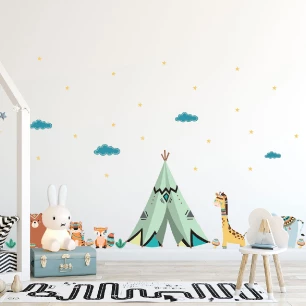 Wall decals indian animals under starry sky