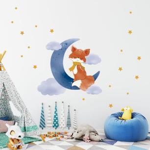 Wall decals animals fox on the moon