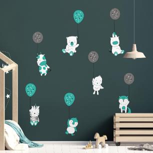 Wall decals funny animals and fantastic balloons