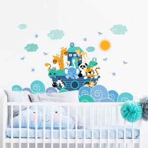 Wall decals animals on the waves of happiness