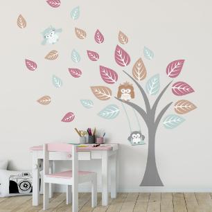 Tree and wood owls stickers