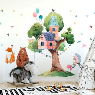Wall decals giant tree and the hut of happiness