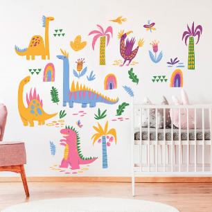 Wall decals friendly dinosaurs