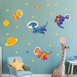 Dinosaurs in space wall decals