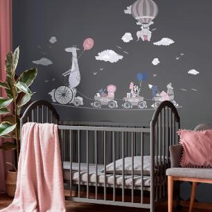 Flying elephant and his acrobats friends wall decal