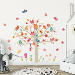 Wall decals child tree and birds
