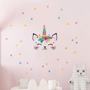 Wall decals child caticorn and 30 stars