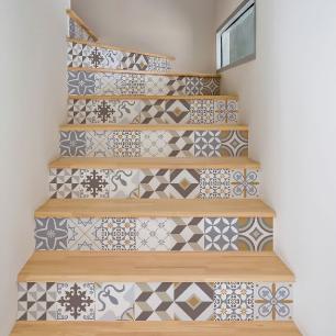 Stickers escalier carreaux de ciment lilania x 2
