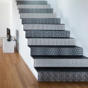 Vinilo escalera azulejos escandinavo geométrico x 2